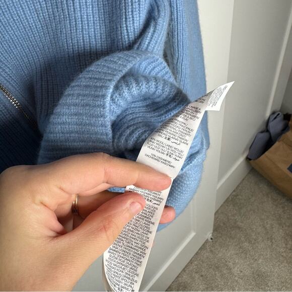 Sweaty Betty Riley Wool Cashmere Zip Up Sweater Blue Knit Size 10 US - Picture 6 of 7